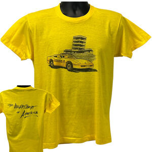 Vintage 80s Corvette Pace Car T Shirt C4 Indianapolis Indy 500 Yellow M Medium